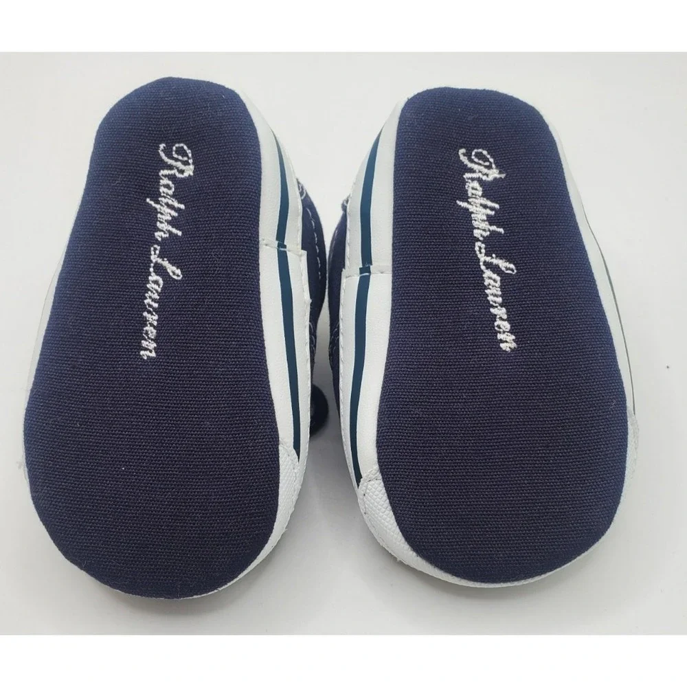Ralph Lauren Baby Shoes Size 2 Navy Canvas‎ Vaughn 25804 New